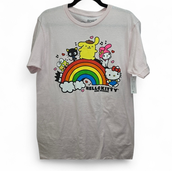 Sanrio Tops - Hello Kitty and Friends Rainbow Graphic T-Shirt Light Pink‎ Size Med Cute NWT